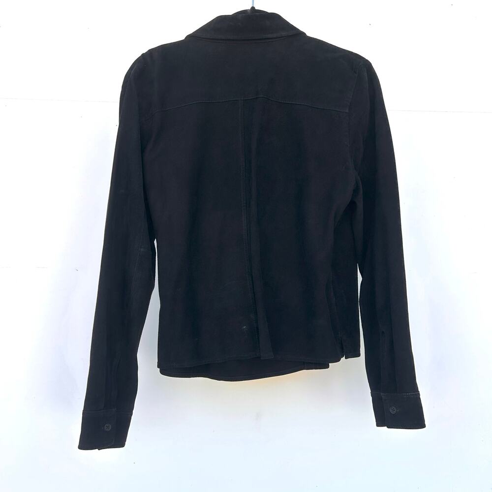 Vintage Y2K Ralph Lauren Suede Leather Wrap Long Sleeve Top Black Medium - Picture 4 of 11